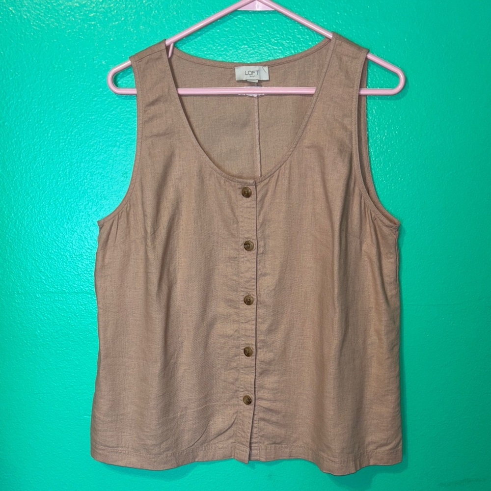 LOFT Tan Button-Front Tank Top